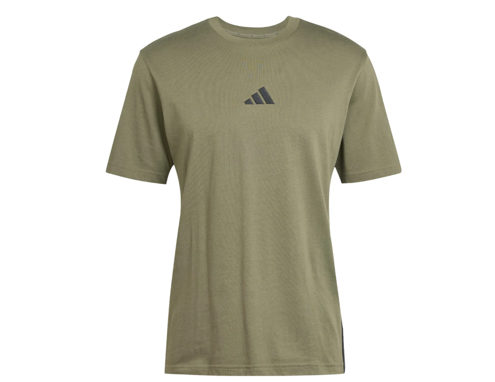 Adidas Herren 3 Streifen Single Jersey T- Shirt Freizeitshirt olivegrün M