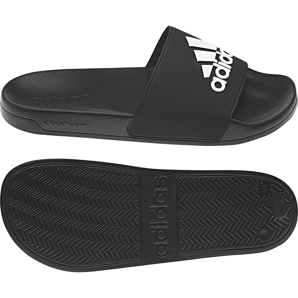 Adidas Adiletten Badelatschen schwarz-weiß 47