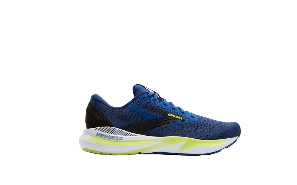 Brooks Herren Adrenaline GTS 24 Laufschuh gestützter Laufschuh blau gelb weiß 48,5
