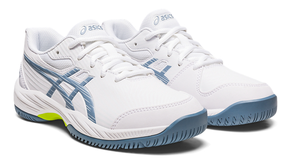 Asics Kinder Gel-Game 9 GS Sandplatz Tennisschuh weiß-dunkelblau 40