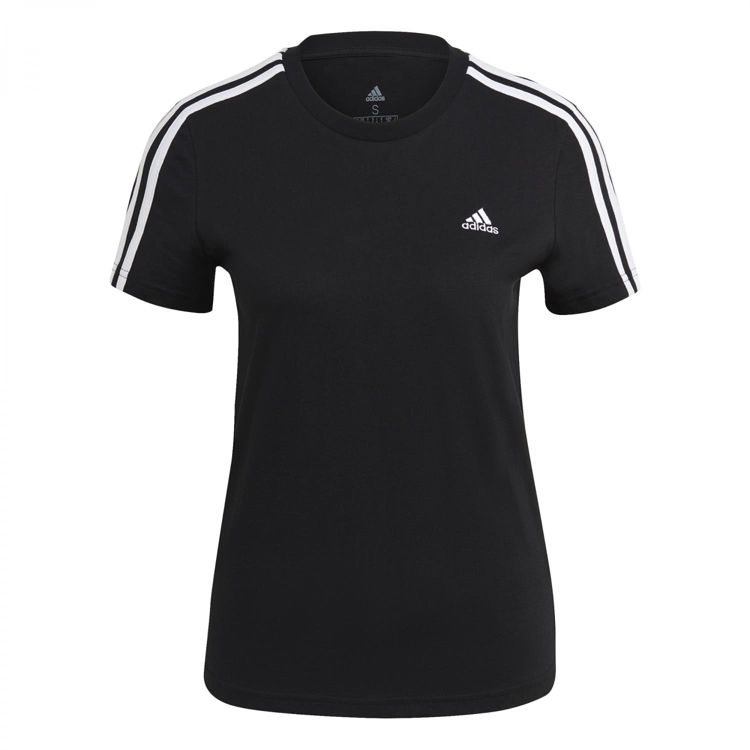 Adidas Damen Essential 3-Streifen T-Shirt Freizeitshirt schwarz-weiß XL