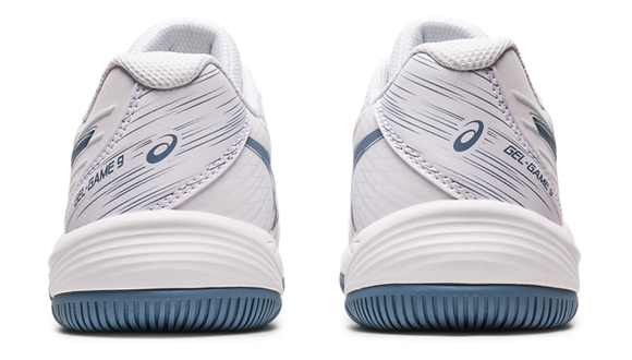 Asics Kinder Gel-Game 9 GS Sandplatz Tennisschuh weiß-dunkelblau 40