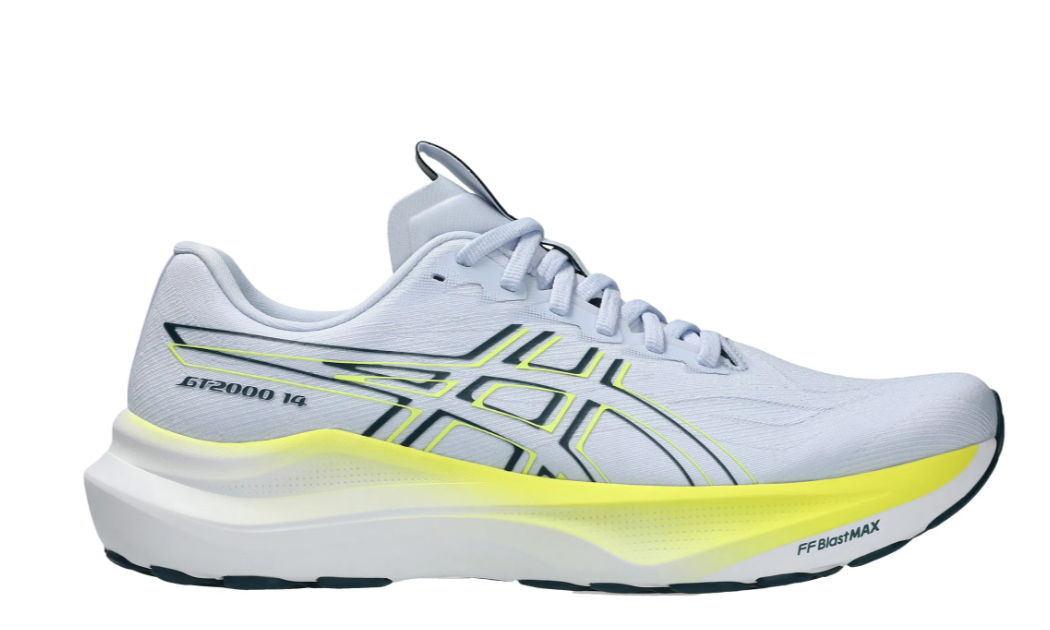 Asics Herren GT- 2000 14 Laufschuh gestützter Laufschuh hellblau gelb 43,5
