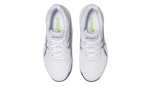 Asics Kinder Gel-Game 9 GS Sandplatz Tennisschuh weiß-dunkelblau 40