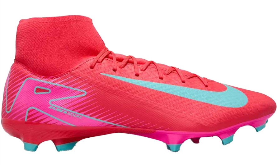 Nike Herren Zoom Superfly 10 Academy FG/MG Fußballschuh rot, pink, türkis 45