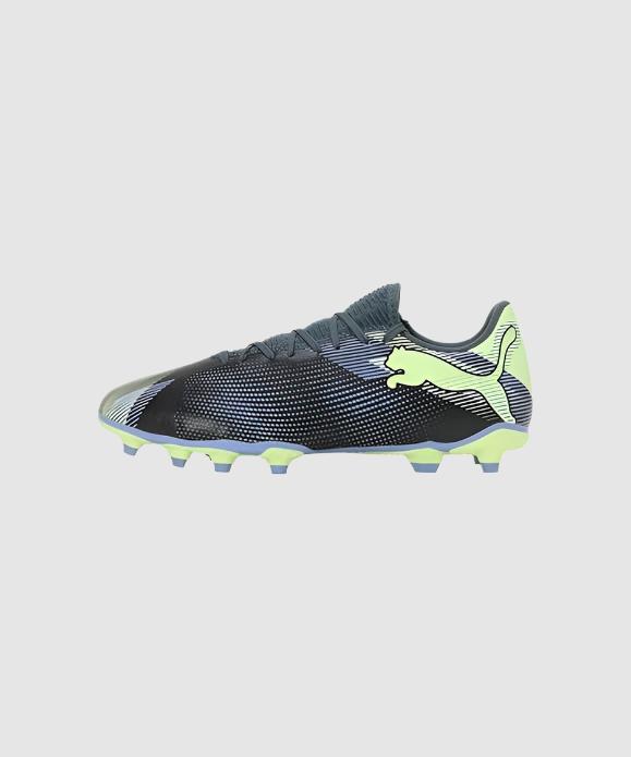 Puma Kinder Future 7 Play FG/ AG Fußballschuh grau- blau- grün