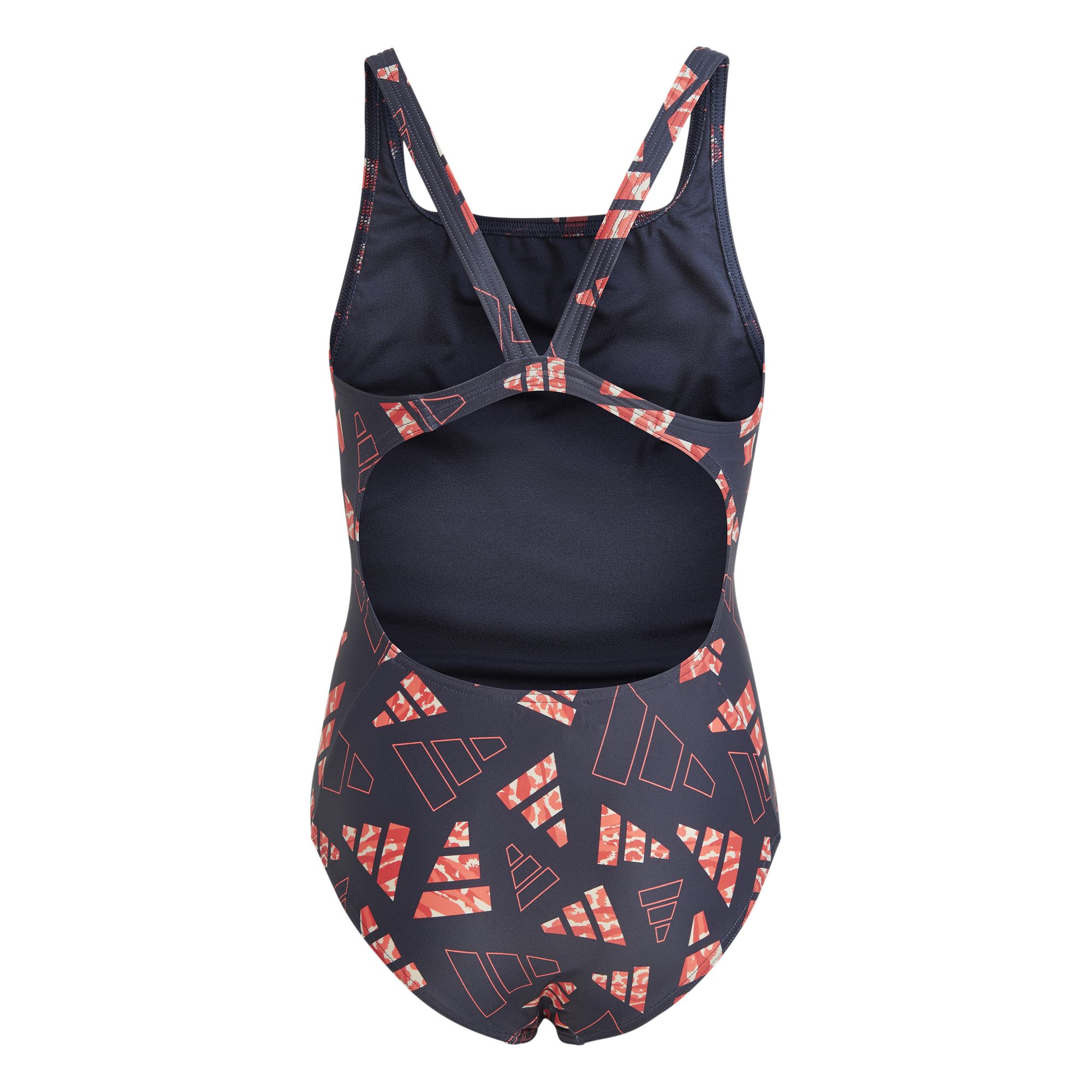 Adidas Mädchen AOP Bars Swimsuit Badeanzug dunkelblau-rot