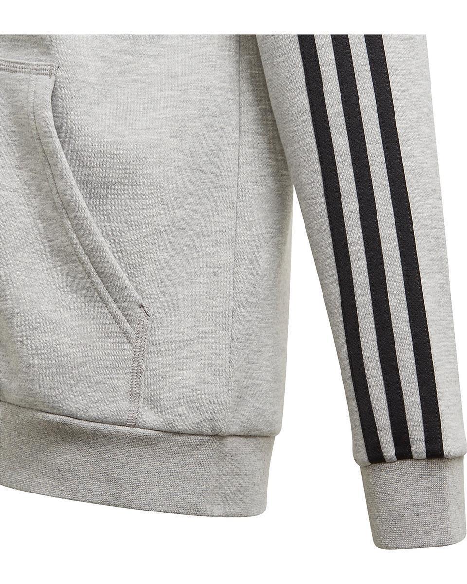 Adidas Kinder 3-Streifen Full Zip Hoodie Sweatjacke grau 176