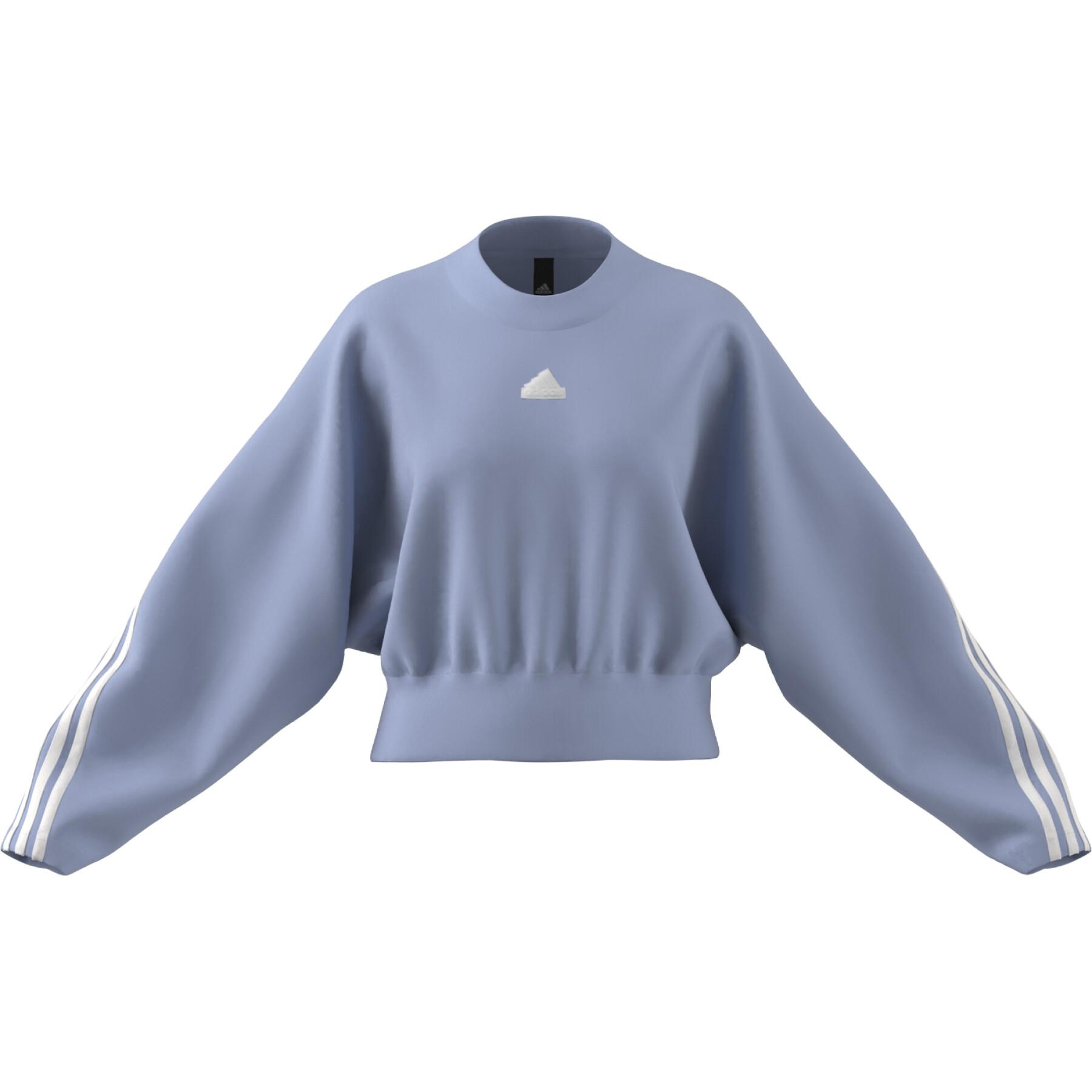 Adidas Damen Future Icons 3S Crew Pullover Sweatshirt hellblau-weiß XL