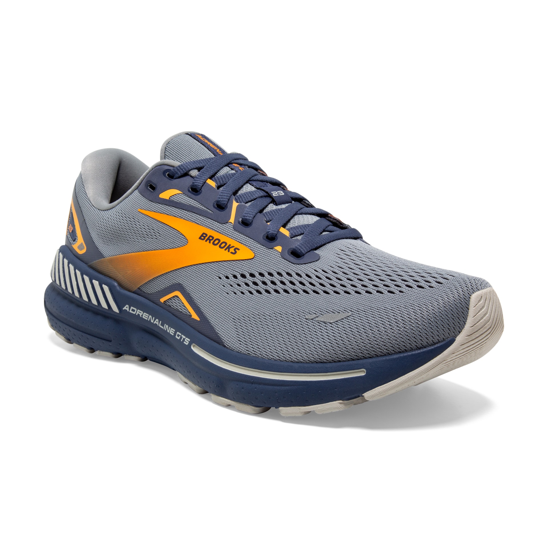 Brooks Herren Adrenaline GTS 23 Laufschuh grau-blau-orange 47.5
