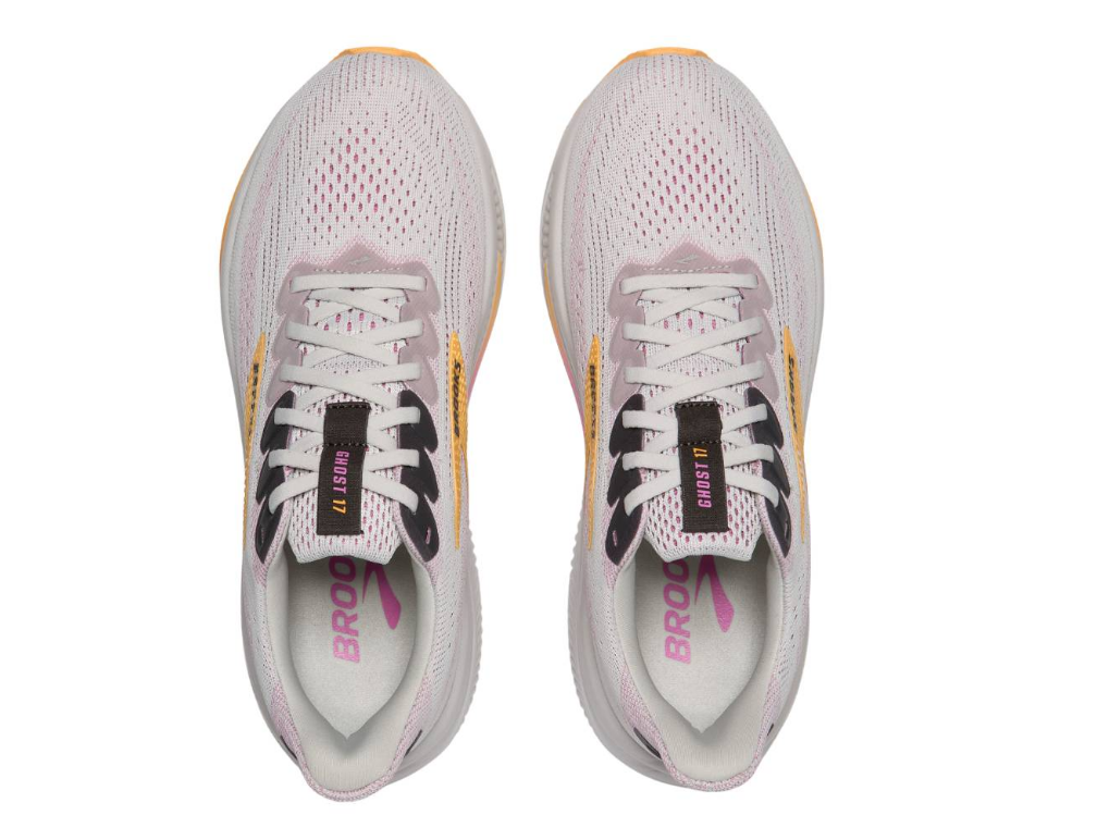 Brooks Damen Ghost 17 Laufschuh neutraler Laufschuh hellgrau orange pink 42,5