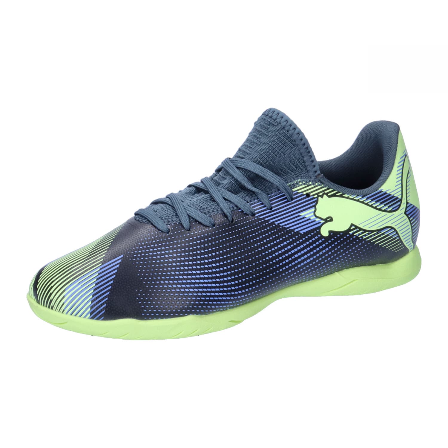 Puma Kinder Future 7 Play IT Fußballschuh Hallenschuh grau- blau- grün 35,5
