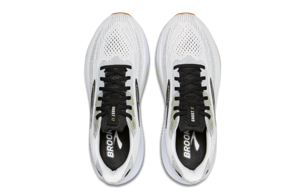 Brooks Herren Ghost 17 Laufschuh neutraler Laufschuh weiß schwarz olivegrün 48,5
