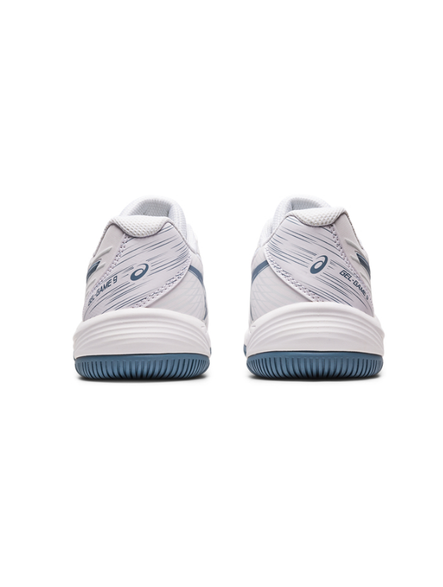Asics Kinder Gel-Game 9 GS Sandplatz Tennisschuh weiß-dunkelblau