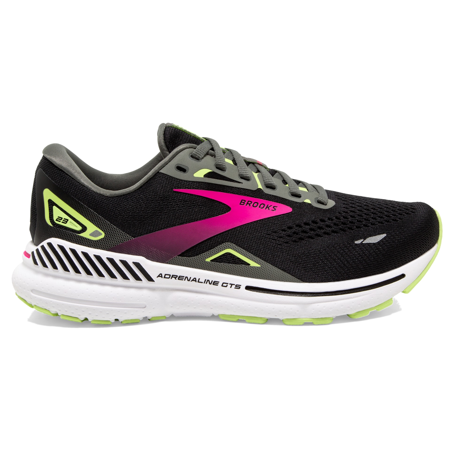 Brooks Damen Adrenaline GTS 23 Laufschuh wide schwarz-lila-grün 42