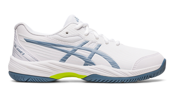 Asics Kinder Gel-Game 9 GS Sandplatz Tennisschuh weiß-dunkelblau 40
