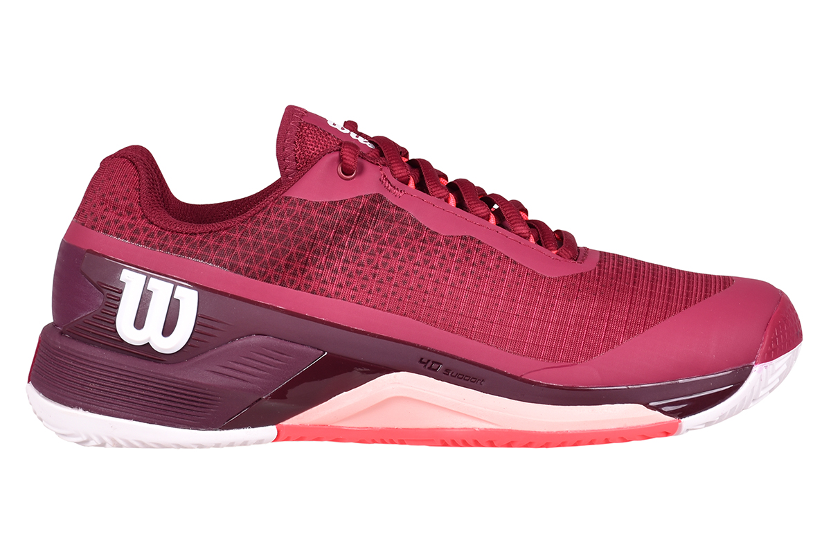 Wilson Damen Rush Pro 4.0 Clay Tennisschuh Sandplatzschuh berry-peach-weiß 42 2/3