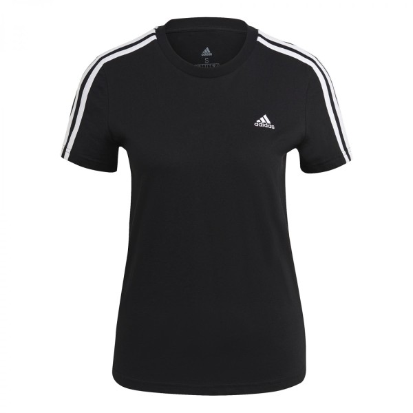 Adidas Damen Essential 3-Streifen T-Shirt Freizeitshirt schwarz-weiß