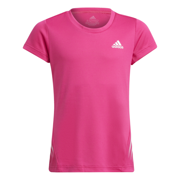 Adidas Mädchen Aeroready 3-Streifen Funktionsshirt Trainingsshirt pink-weiß