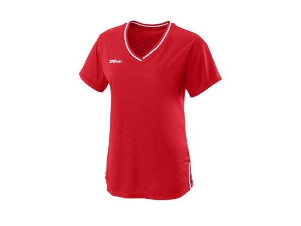 Wilson Damen Team II V-Neck Tennisshirt rot