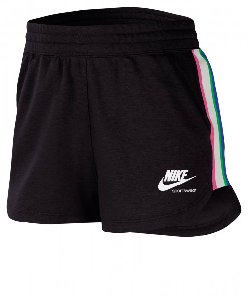 Nike Damen Sportswear Heritage Fleeceshort Trainingsshort schwarz-weiß