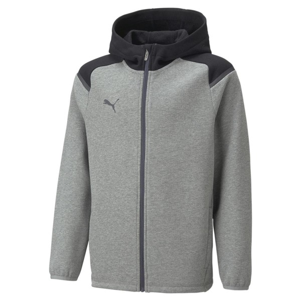 Puma Kinder teamCup Kapuzenjacke Sportjacke grau-schwarz