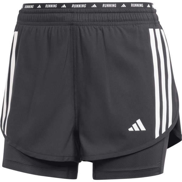 Adidas Damen Own the Run 3-Streifen 2in1 Short Laufhose schwarz