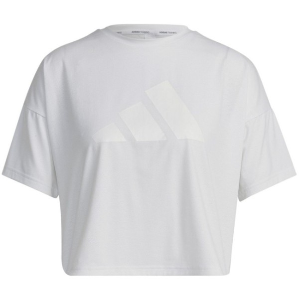 Adidas Damen Train Icons 3 Bar Logo T-Shirt Sportshirt weiß