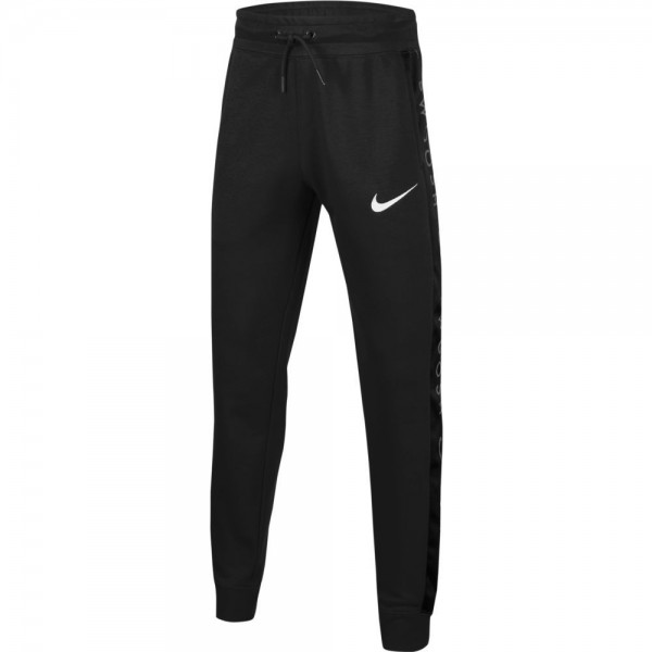 Nike Kinder Sportswear Swoosh Fleece Jogginghose Trainingshose schwarz-weiß