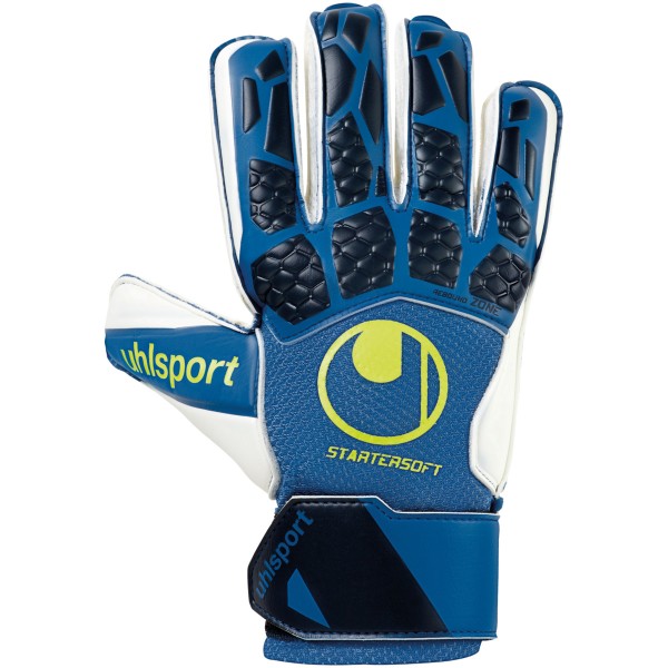 Uhlsport Hyperact Starter Soft Torwarthandschuhe blau-weiß-gelb