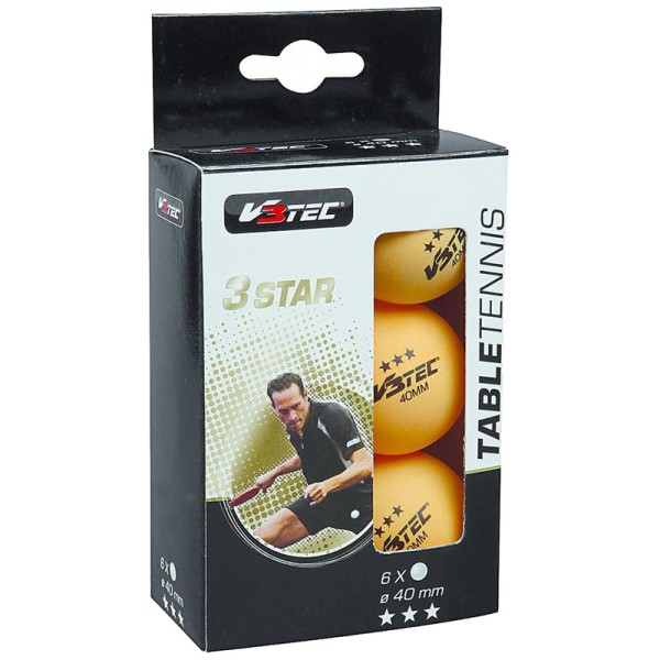 V3Tec Tischtennisball 6er Pack 3 Sterne orange