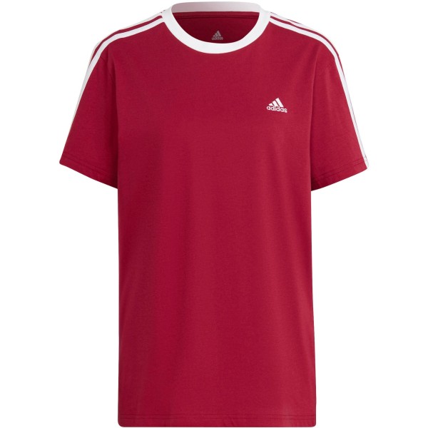 Adidas Damen Essentials 3-Streifen Tee Shirt Freizeitshirt rot-weiß