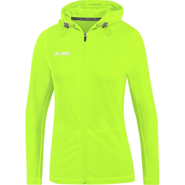 Jako Damen Run 2.0 Kapuzenjacke Sport- Trainingsjacke neongrün