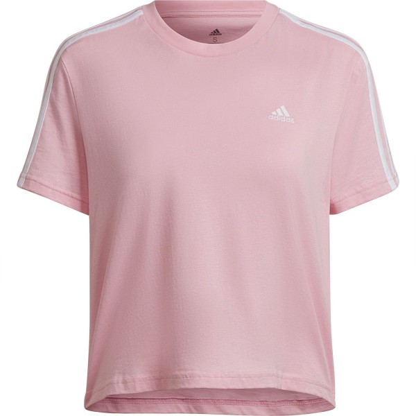 Adidas Damen 3 Stripes Cropped T-Shirt Freizeitshirt rosa