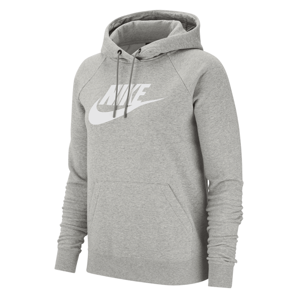 Nike Damen Sportswear Essential Hoodie Kapuzenpullover grau-weiß