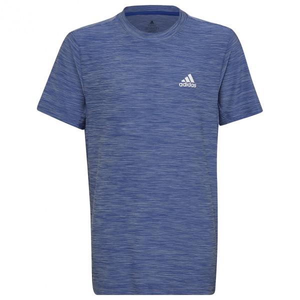 Adidas Jungen Heather Tee Fitnessshirt Sportshirt blau-weiß