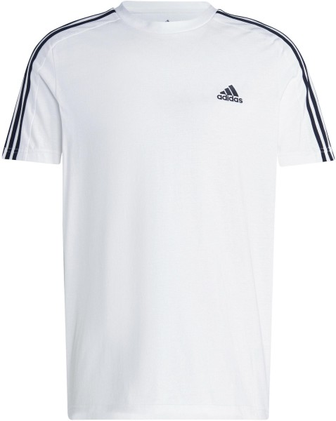 Adidas Herren Essentials 3 Streifen T-Shirt Sportshirt weiß-schwarz