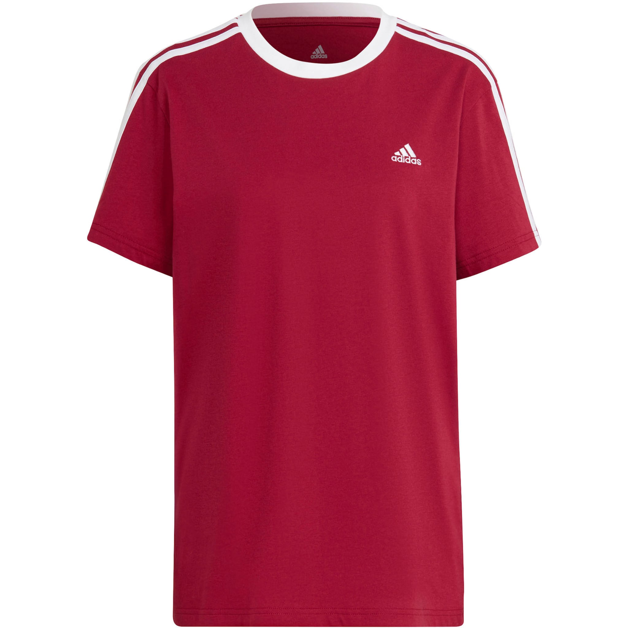 mate Refrein Meter Adidas Damen Essentials 3-Streifen Tee Shirt Freizeitshirt rot-weiß | T- Shirts | Kleidung | Damen | MAM-SPORT | von Sportler zu Sportler