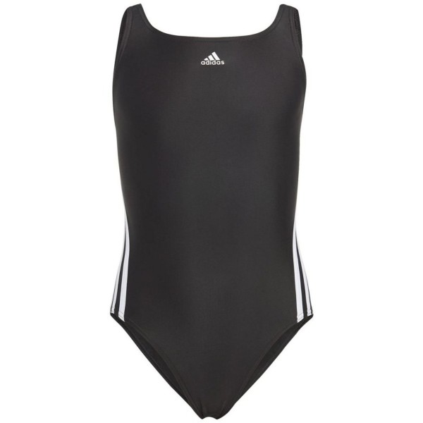 Adidas Mädchen 3-Streifen Swimsuit Badeanzug schwarz-weiß