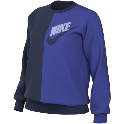 Nike Damen Sportswear FT FLC Oversized Crew Sweatshirt Pullover dunkelblau-blau