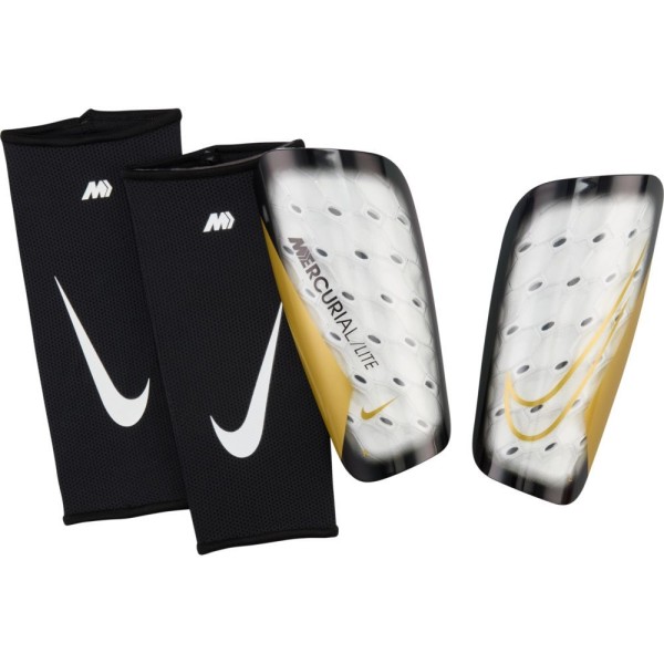 Nike Mercurial Lite Fußball Schienbeinschoner weiß-schwarz-gold