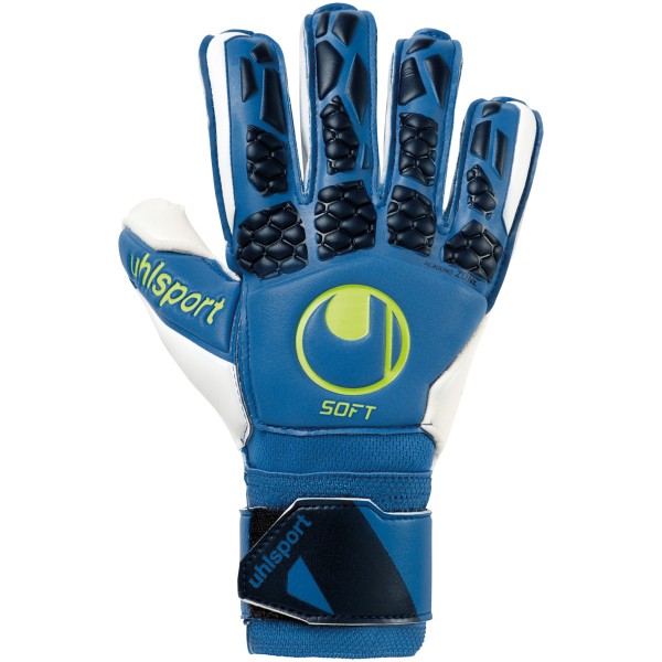 Uhlsport Hyperact Soft Flex Frame Torwarthandschuhe blau-weiß-gelb