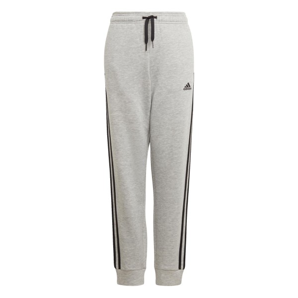 Adidas Jungen 3-Stripes Fleece Trainingshose Jogginghose grau-schwarz