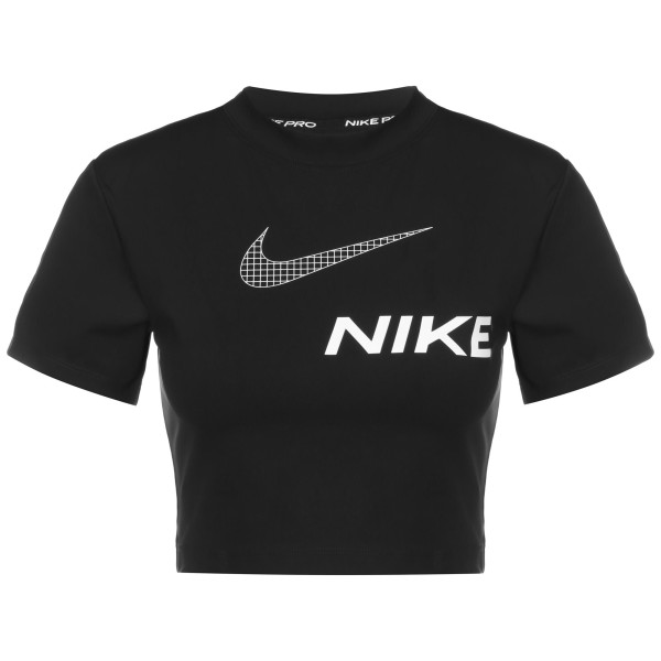 Nike Damen Pro Dri-Fit Crop Top Oberteil schwarz-weiß
