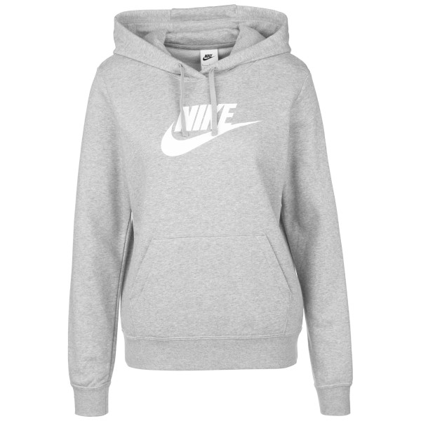 Nike Damen Sportswear Club Fleece Hoodie Kapuzenpullover grau-weiß