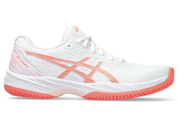 Asics Damen Gel-Game 9 Clay OC Sandplatz Tennisschuh weiß-coral