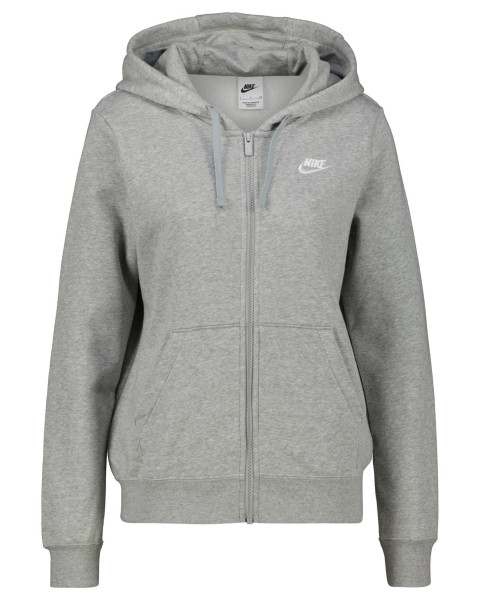 Nike Damen Sportswear Club Fleece Sweatjacke Kapuzenjacke grau-weiß