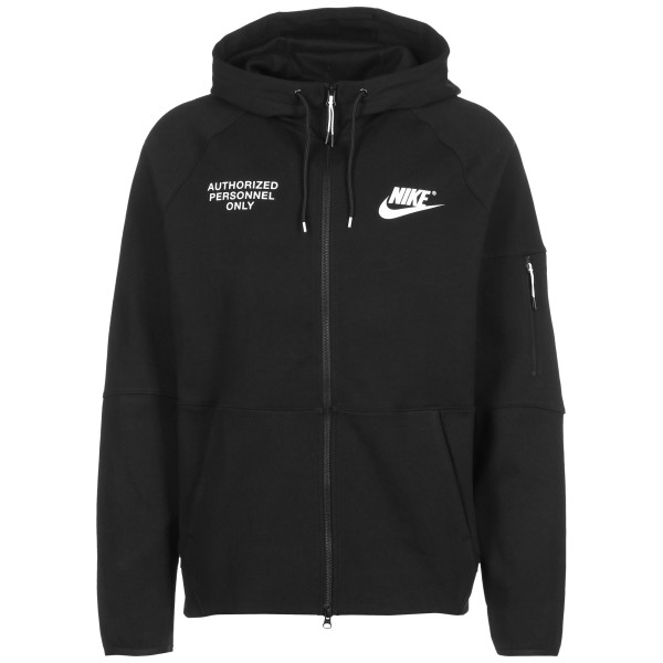 Nike Herren Sportswear Fleece Full Zip Hoodie Kapuzenjacke schwarz-weiß