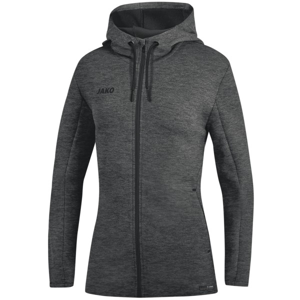 Jako Damen Premium Basics Kapuzenjacke Trainingsjacke anthrazit meliert