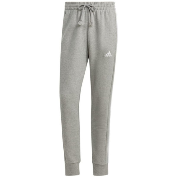 Adidas Herren 3-Stripes French Terry Tapered Cuff Sporthose Trainingshose grau-weiß